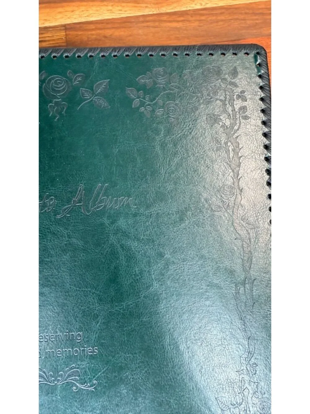 Self Adhesive Photo Album Green Leather Vintage Large Sticky Pages
